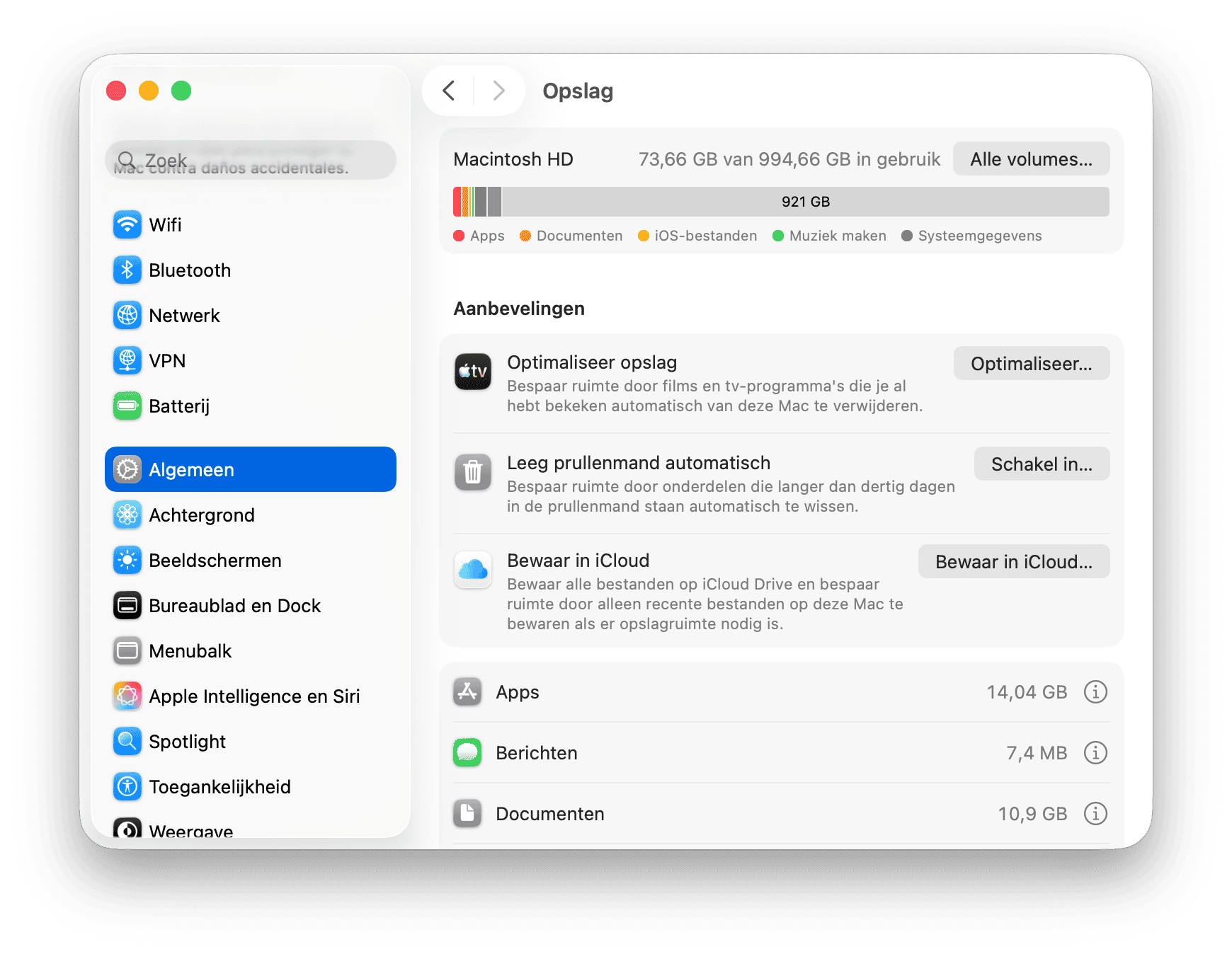 systeem Voorkeuren Opslag