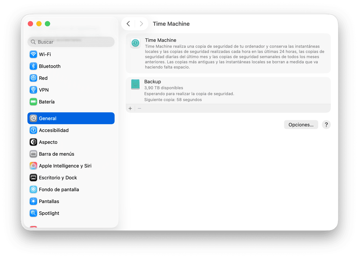 sistema preferencias time machine