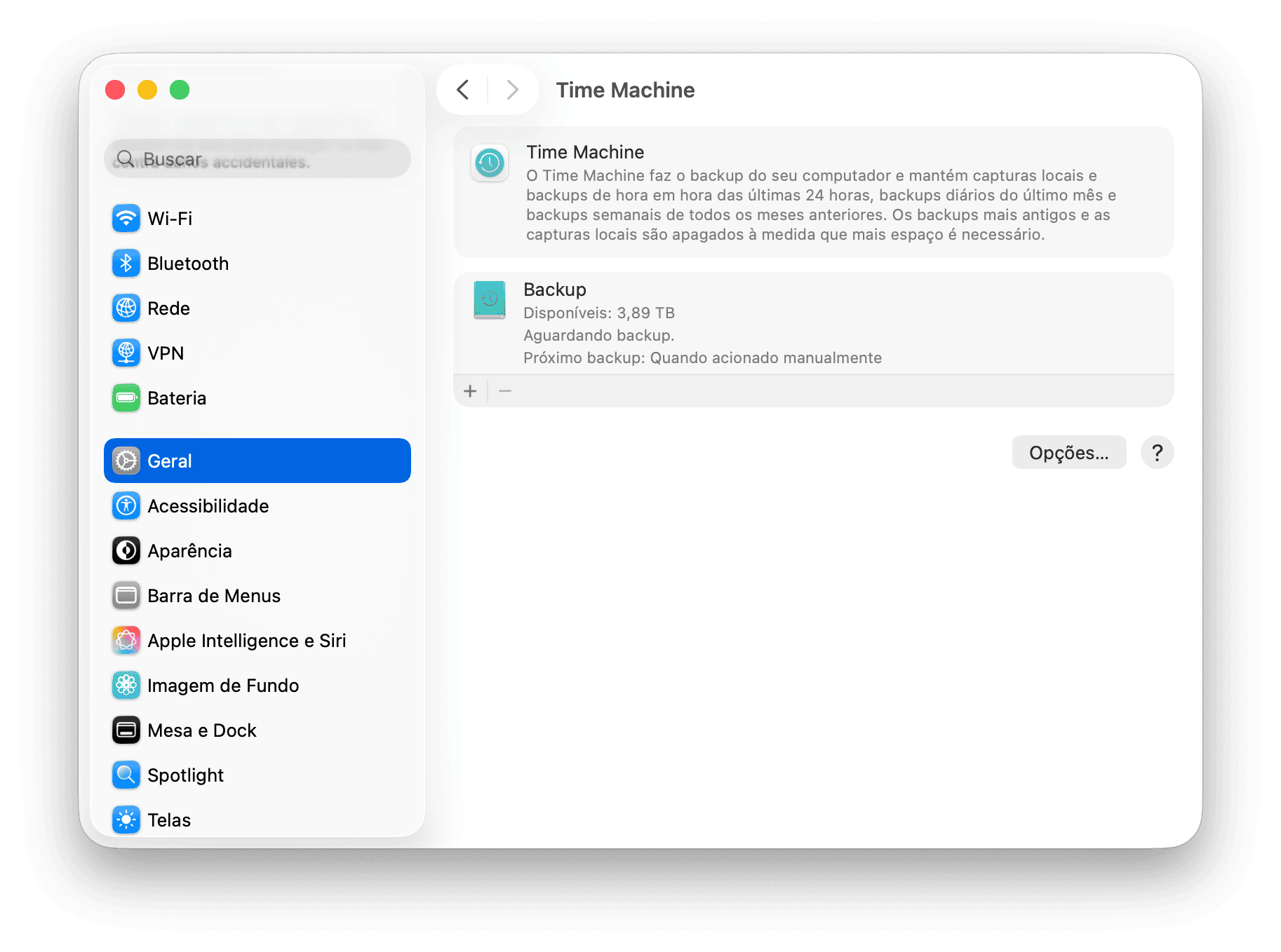 sistema Prefer&ecirc;ncias M&aacute;quina do tempo