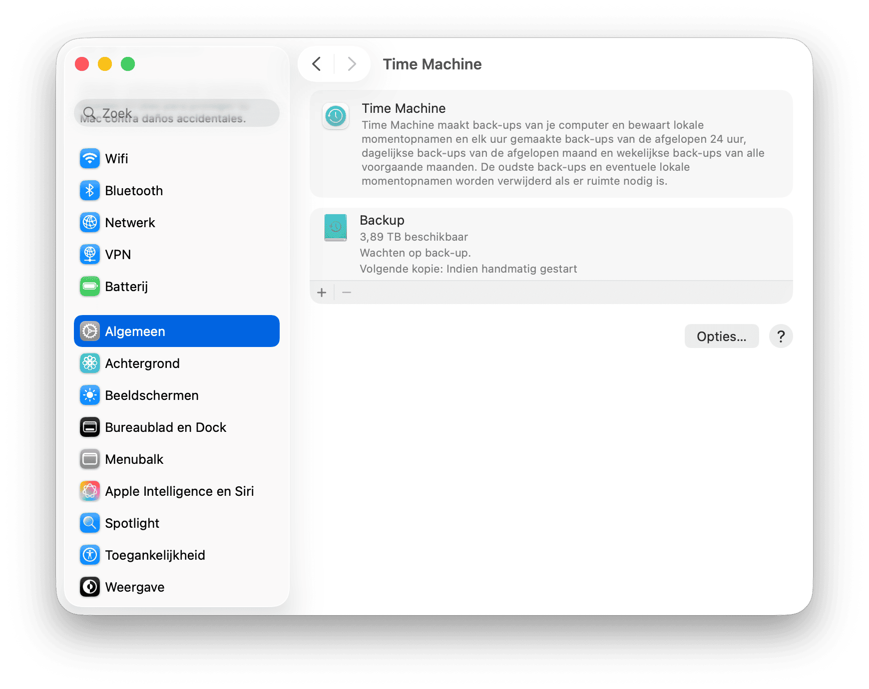 systeem Voorkeuren Tijd machine
