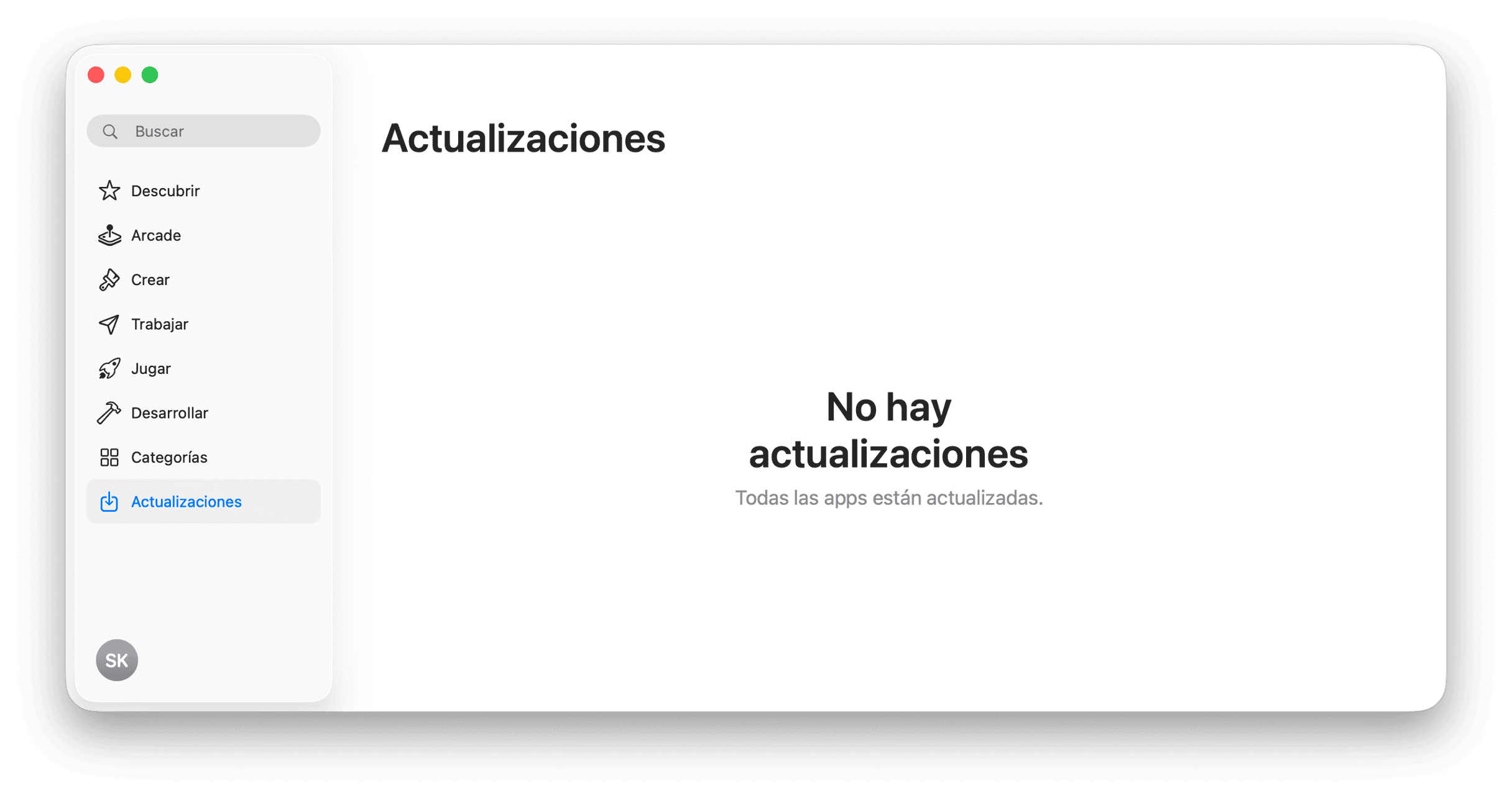 sistema actualizaciones app store