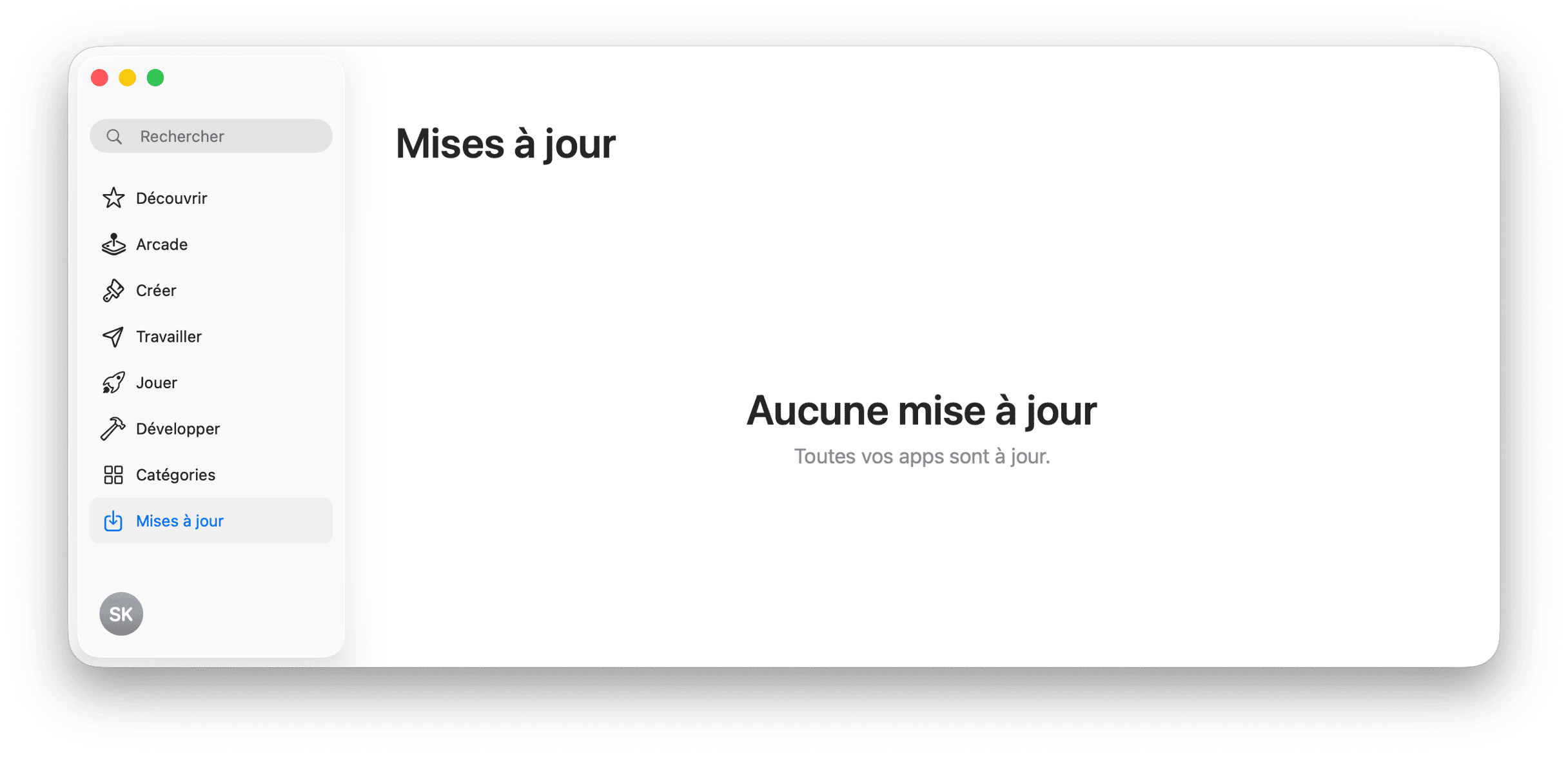 Reglages du systeme AppStoreMAJ