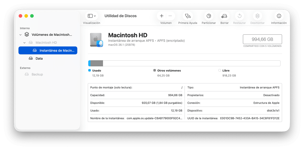sistema utilidad de discos