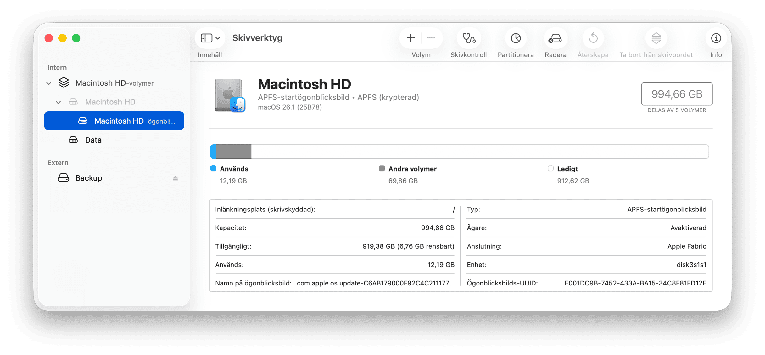 systemet  Diskverktyg