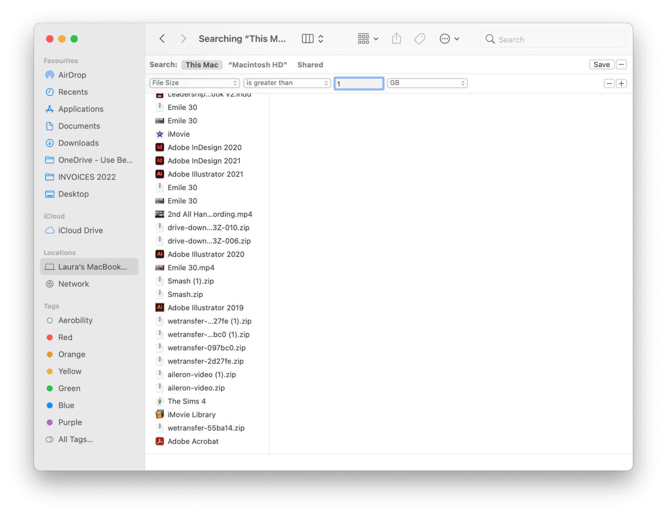 Finding large files on Mac