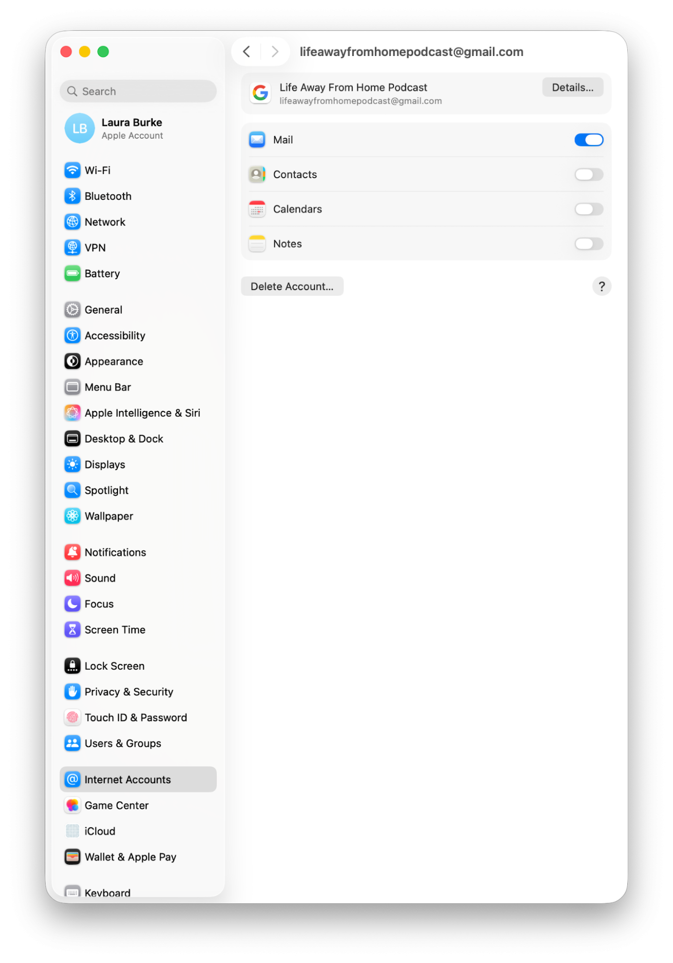 Keep Gmail as the source, and add it to your Mac