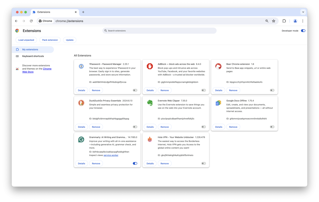 Comprueba tus extensiones
