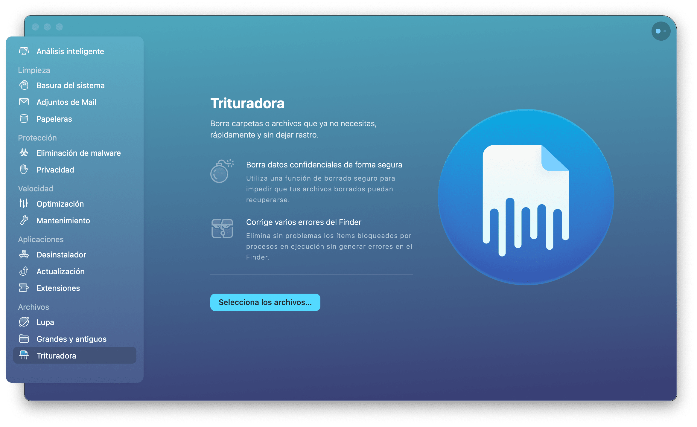 M&oacute;dulo Trituradora de CleanMyMac