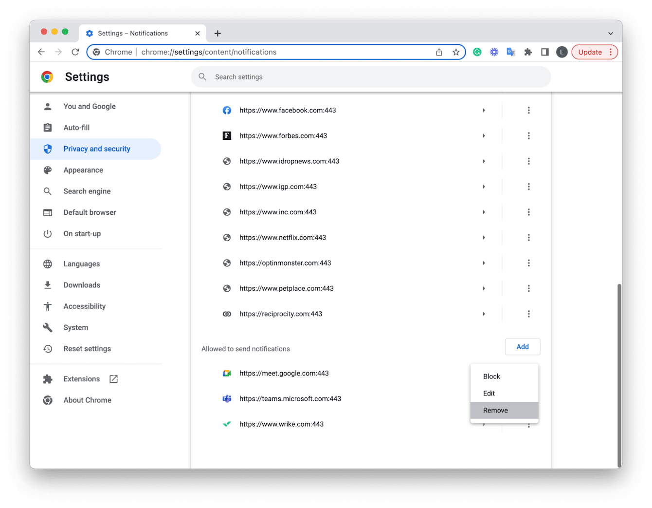 How to mute website notifications on Mac
