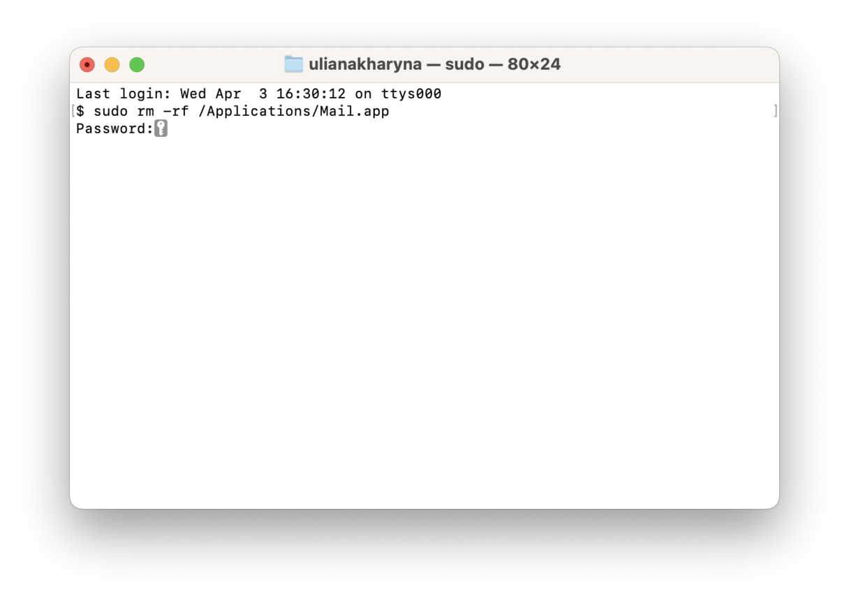 Supprimez l'appli Mail