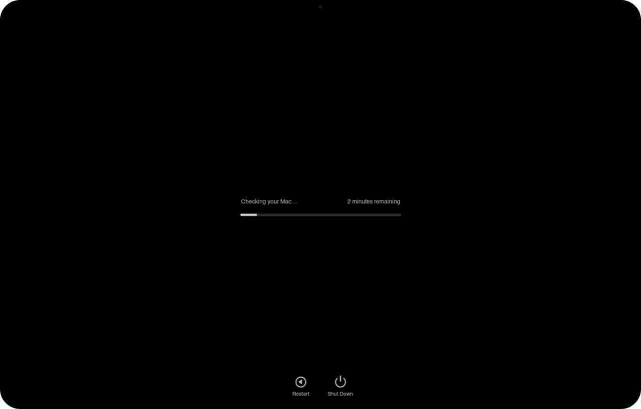 Apple Diagnostics will start running and scan your hardware
