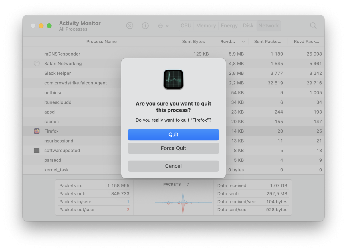Quit hung applications