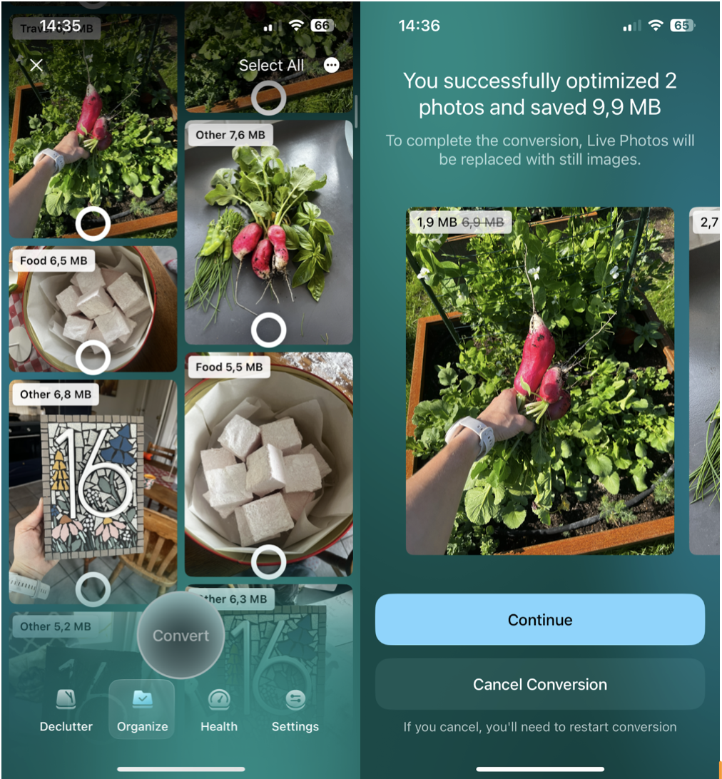 Compress live photos to still images