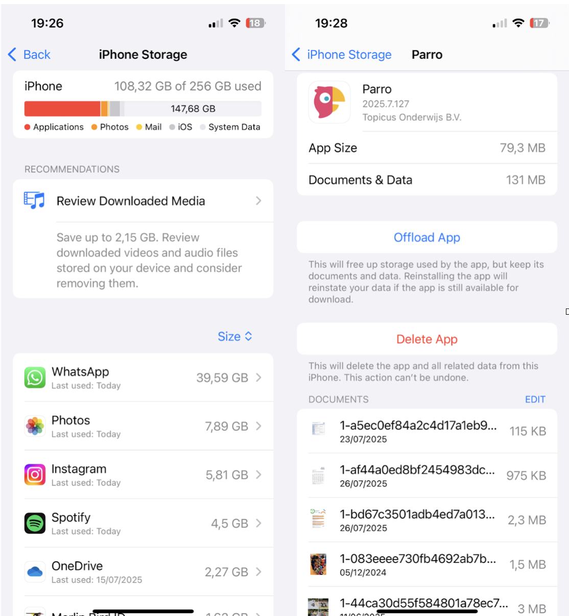 Clear app data from within app settings