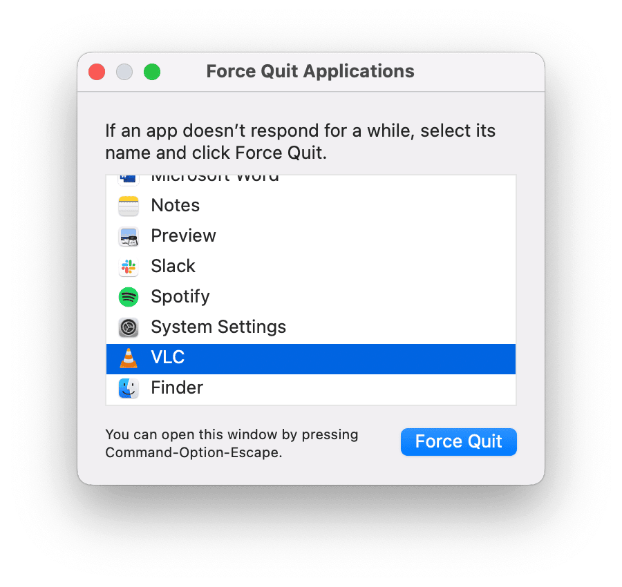 Force quit unresponsive apps