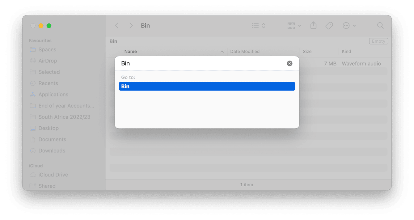 Finder folder &ndash; Bin