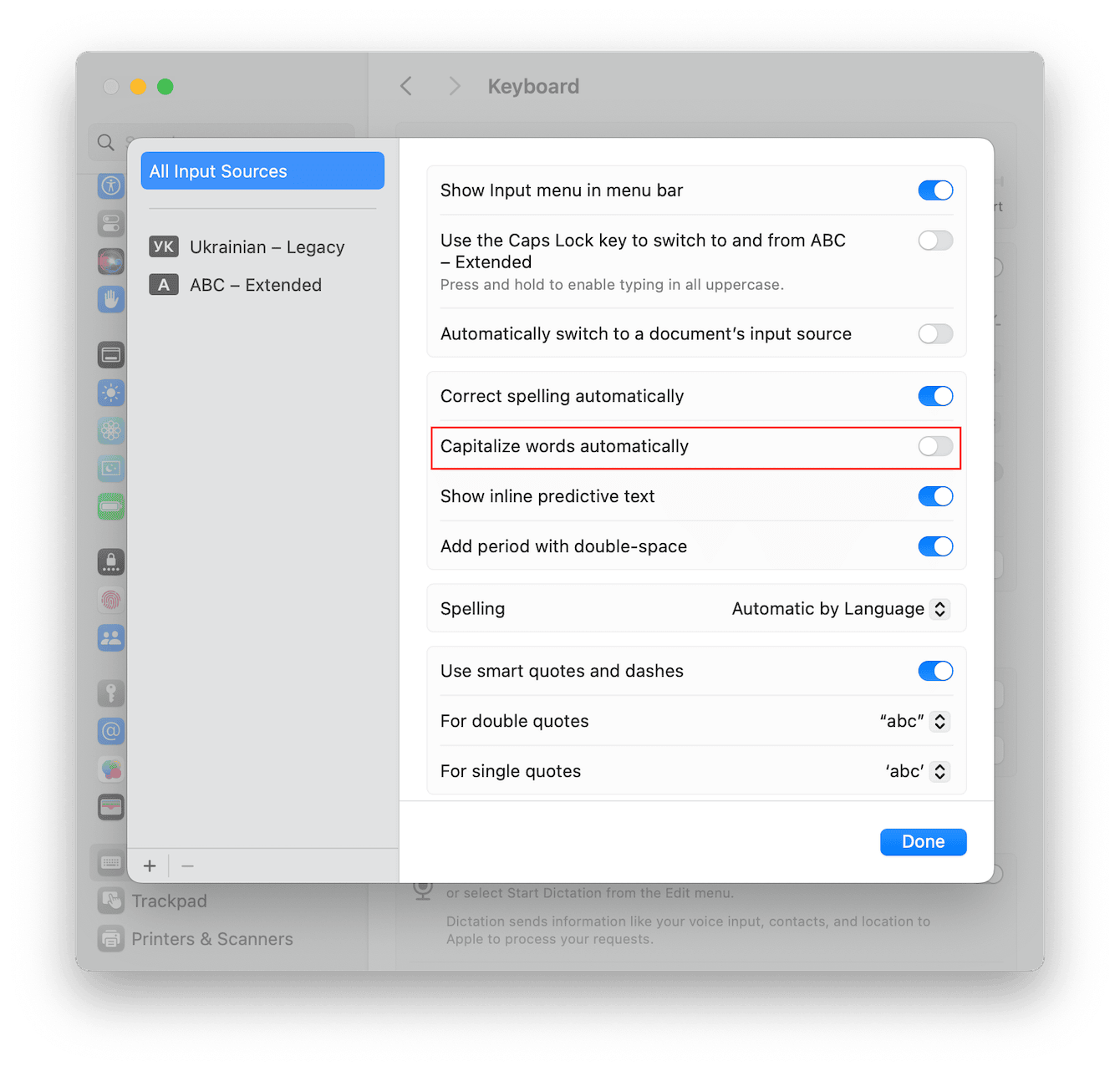 Keyboard Settings on Mac