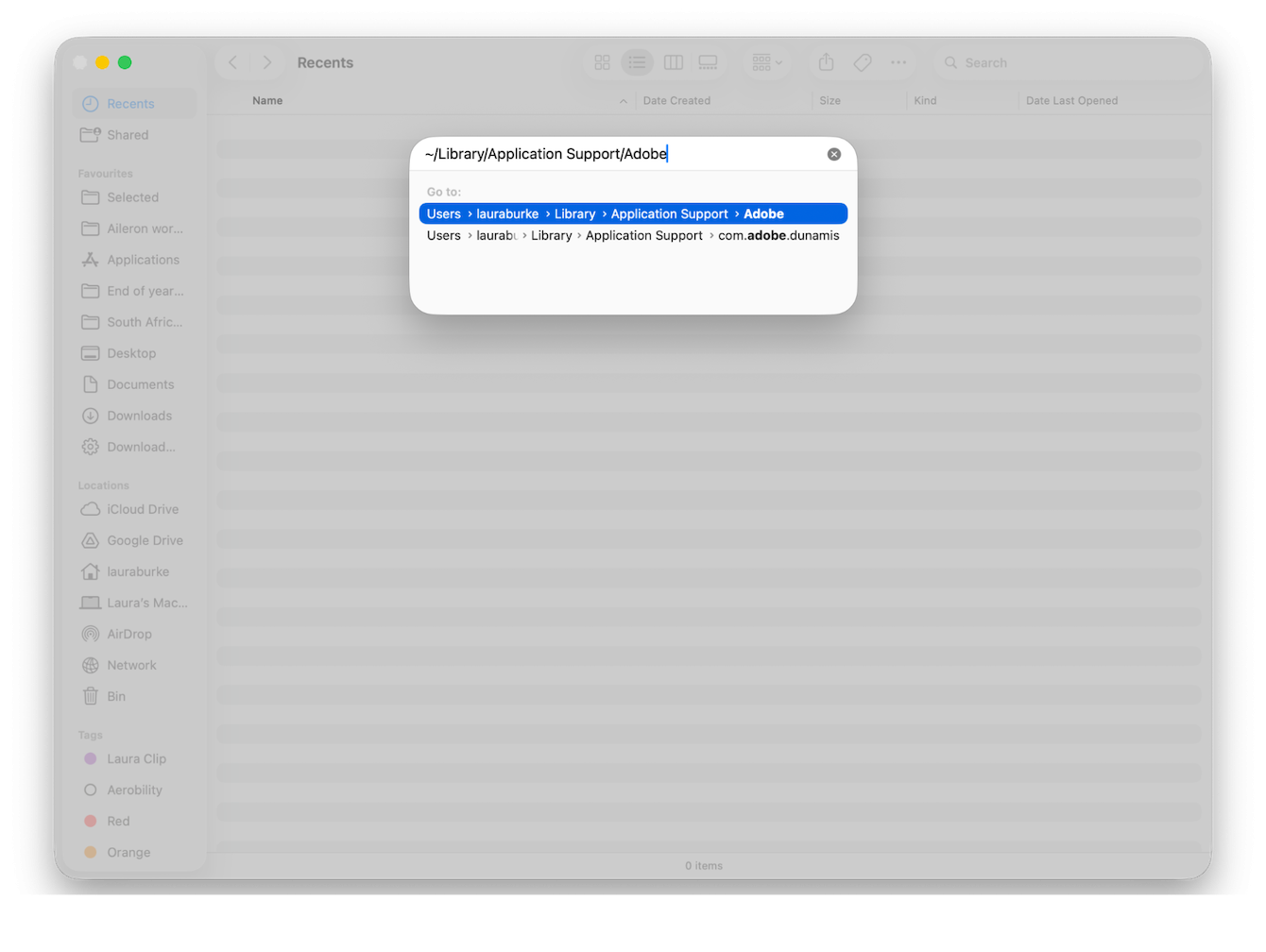 Delete files found in these locations and empty trash