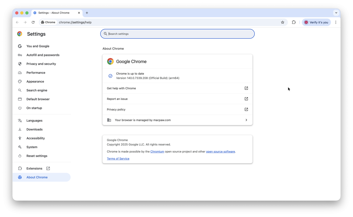 How to update Chrome on Mac